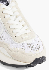 Valentino Garavani - Lacerunner suede and lace sneakers - Neutral - EU 36.5