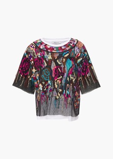 Valentino Garavani - Layered embellished tulle and jersey top - Multicolor - XS