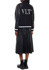 Valentino Garavani - Leather-paneled wool and cashmere-blend felt bomber jacket - Black - IT 36