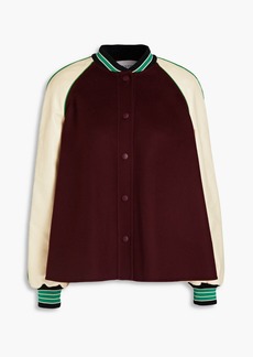 Valentino Garavani - Leather-paneled wool-felt bomber jacket - Burgundy - IT 36
