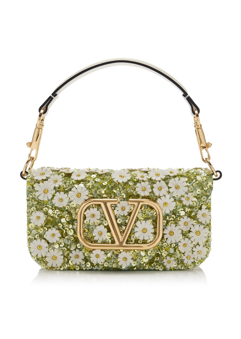 Valentino Garavani - Loco Small Embellished Leather Shoulder Bag - Green - OS - Moda Operandi