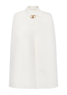 Valentino Garavani - Logo-Detailed Wool-Cashmere Cape - White - IT 38 - Moda Operandi