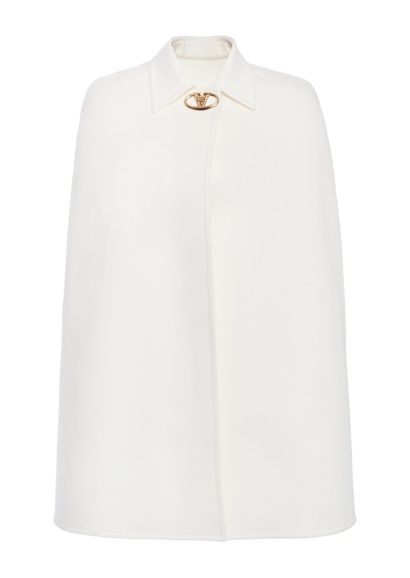 Valentino Garavani - Logo-Detailed Wool-Cashmere Cape - White - IT 40 - Moda Operandi