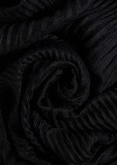 Valentino Garavani - Metallic Chantilly lace-paneled plissé cashmere and silk-blend scarf - Black - OneSize