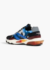 Valentino Garavani - Netrunner suede and leather-trimmed camouflage-print mesh sneakers - Blue - EU 41