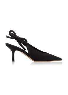 Valentino Garavani - Nite-Out Bow-Detailed Silk Slingback Pumps - Black - IT 37.5 - Moda Operandi