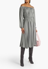 Valentino Garavani - Off-the-shoulder silk crepe de chine midi dress - Gray - US 10