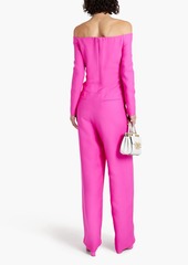 Valentino Garavani - Off-the-shoulder wool and silk-blend crepe wide-leg jumpsuit - Pink - IT 40
