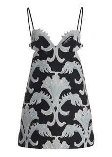 Valentino Garavani - Patterned Silk-Wool Crepe Mini Dress - Black/white - IT 42 - Moda Operandi