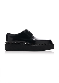 Valentino Garavani - Platform Rockstud Leather Derby Shoes  - Black - IT 41 - Moda Operandi