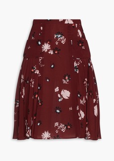 Valentino Garavani - Pleated floral-print silk crepe de chine skirt - Burgundy - IT 38