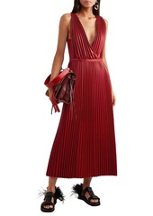 Valentino Garavani - Pleated leather maxi dress - Red - IT 40