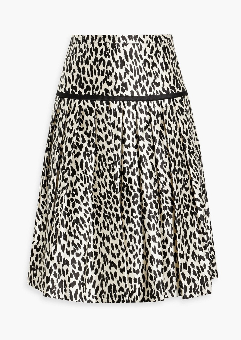 Valentino Garavani - Pleated leopard-print cotton and silk-blend skirt - Animal print - IT 38