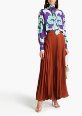 Valentino Garavani - Pleated silk crepe de chine maxi skirt - Brown - IT 36