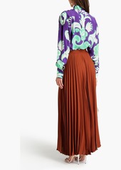 Valentino Garavani - Pleated silk crepe de chine maxi skirt - Brown - IT 36