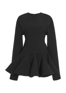 Valentino Garavani - Pleated Wool-Crepe Mini Dress - Black - IT 38 - Moda Operandi