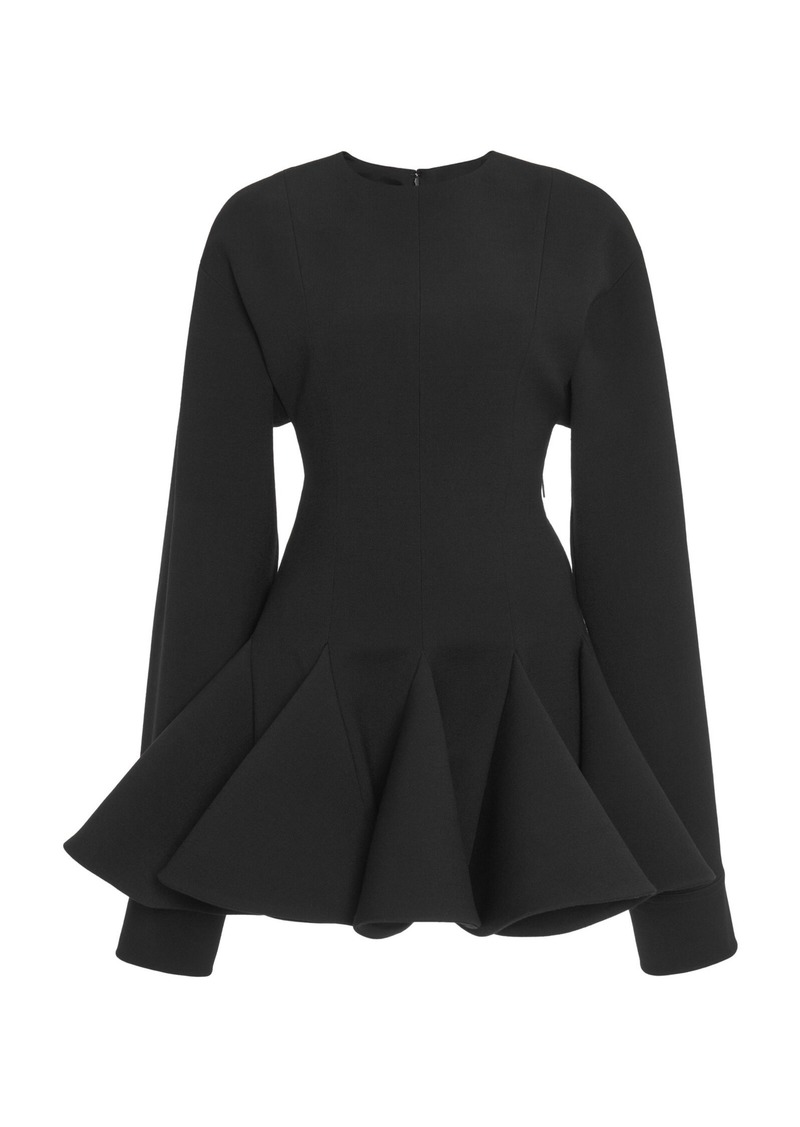 Valentino Garavani - Pleated Wool-Crepe Mini Dress - Black - IT 42 - Moda Operandi