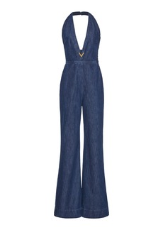 Valentino Garavani - Plunging Chambray Denim Jumpsuit - Dark Wash - IT 38 - Moda Operandi