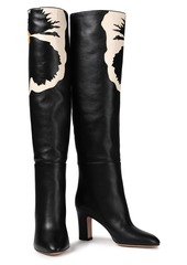 Valentino Garavani - Printed leather over-the-knee boots - Black - EU 35