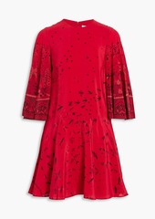 Valentino Garavani - Printed silk-crepe mini dress - Red - IT 36