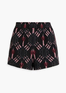 Valentino Garavani - Printed silk-crepe shorts - Black - XS
