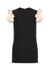 Valentino Garavani - Puff-Sleeve Wool-Blend Mini Dress - Black/white - IT 36 - Moda Operandi