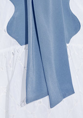 Valentino Garavani - Pussy-bow broderie anglaise cotton mini dress - Blue - IT 36