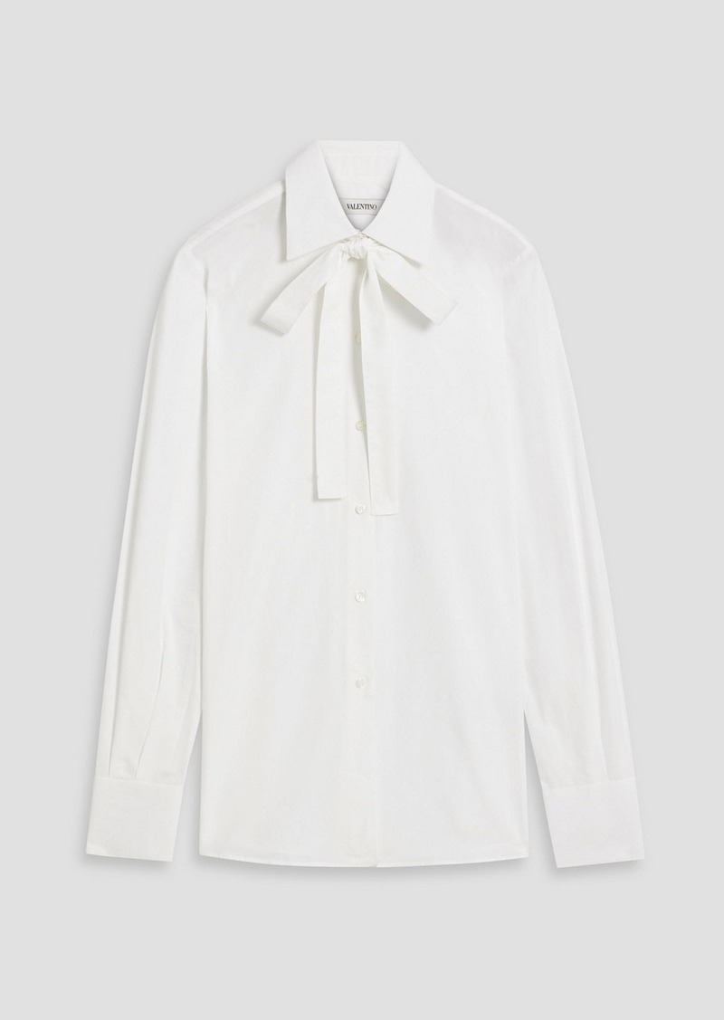 Valentino Garavani - Pussy-bow cotton-poplin shirt - White - IT 36