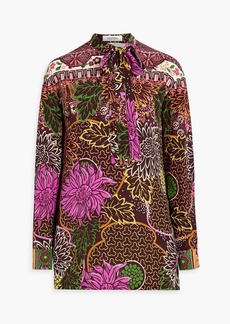Valentino Garavani - Pussy-bow floral-print silk blouse - Burgundy - IT 36