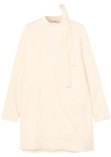 Valentino Garavani - Pussy-bow wool and silk-blend grain de poudre mini dress - White - IT 38