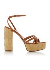 Valentino Garavani - Raflower Raffia Platform Sandals - Neutral - IT 40.5 - Moda Operandi