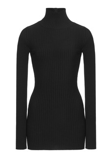 Valentino Garavani - Ribbed Wool-Blend Turtleneck - Black - M - Moda Operandi