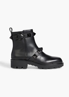 Valentino Garavani - Rockstud buckled leather ankle boots - Black - EU 35