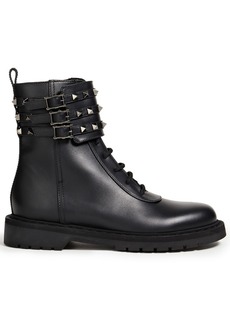 Valentino Garavani - Rockstud buckled leather combat boots - Black - EU 35.5