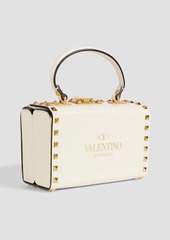 Valentino Garavani - Rockstud glossed lizard-effect leather shoulder bag - White - OneSize