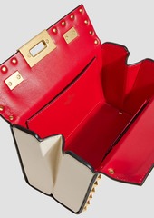 Valentino Garavani - Rockstud glossed lizard-effect leather shoulder bag - White - OneSize