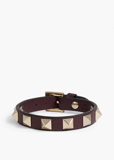 Valentino Garavani - Rockstud gold-tone and leather bracelet - Purple - OneSize