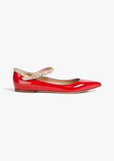 Valentino Garavani - Rockstud patent-leather point-toe flats - Red - EU 35.5
