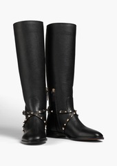 Valentino Garavani - Rockstud pebbled-leather knee boots - Black - EU 35.5