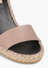 Valentino Garavani - Rockstud pebbled-leather espadrille wedge sandals - Neutral - EU 35