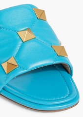 Valentino Garavani - Roman Stud quilted leather slides - Blue - EU 35