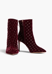 Valentino Garavani - Rockstud quilted velvet ankle boots - Purple - EU 35