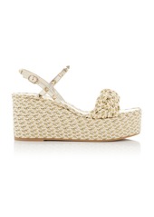 Valentino Garavani - Rockstud Raffia Platform Wedge Espadrilles - Gold - IT 41 - Moda Operandi