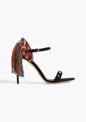 Valentino Garavani - Rockstud Rolling fringed embroidered suede sandals - Black - EU 36