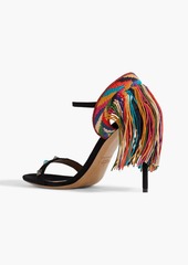 Valentino Garavani - Rockstud Rolling fringed embroidered suede sandals - Black - EU 36