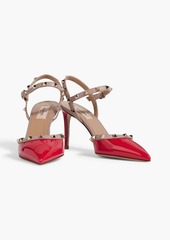 Valentino Garavani - Rockstud two-tone smooth and patent-leather pumps - Red - EU 36.5