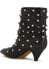 Valentino Garavani - Rockstud Spike ruched leather ankle boots - Black - EU 36