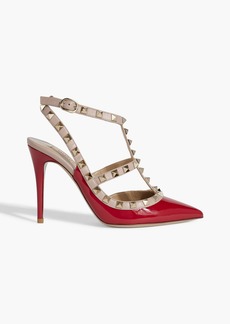 Valentino Garavani - Rockstud two-tone smooth and patent-leather pumps - Red - EU 36