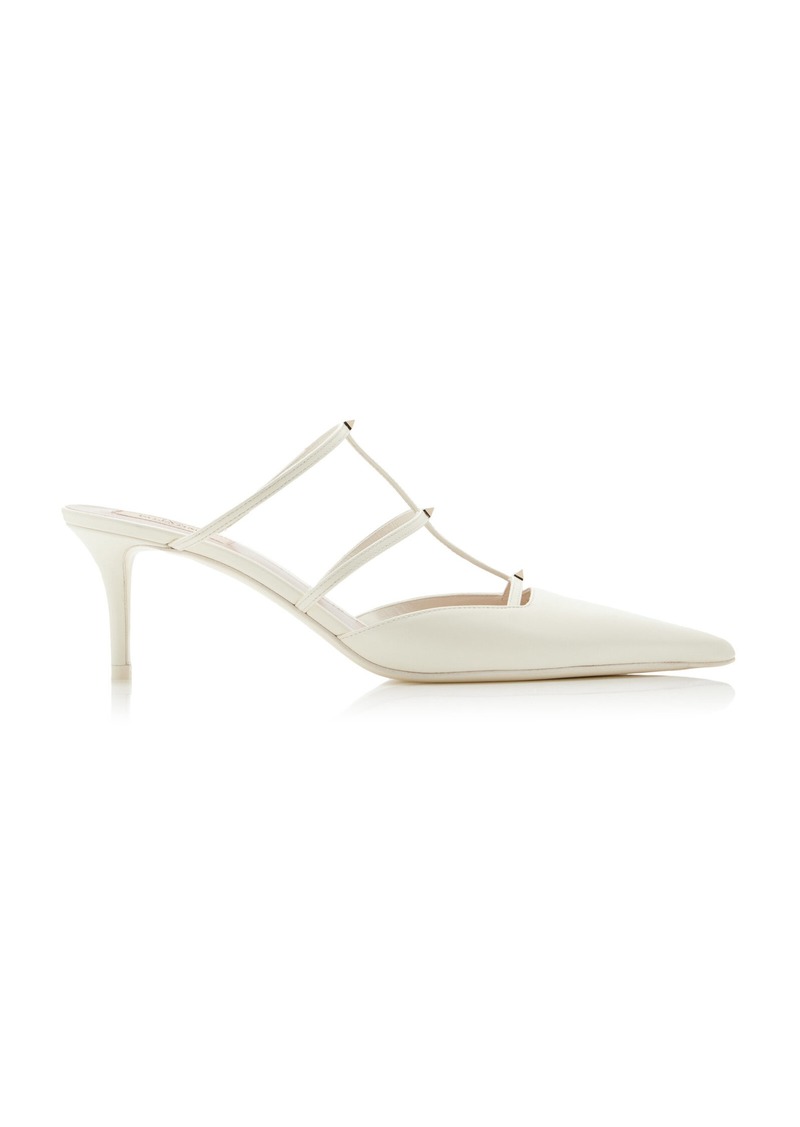 Valentino Garavani - Rockstud Wispy Leather Mules - Ivory - IT 38 - Moda Operandi