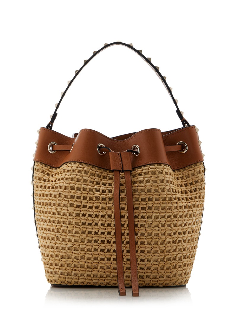 Valentino Garavani - Rockstud Woven Bucket Bag - Neutral - OS - Moda Operandi